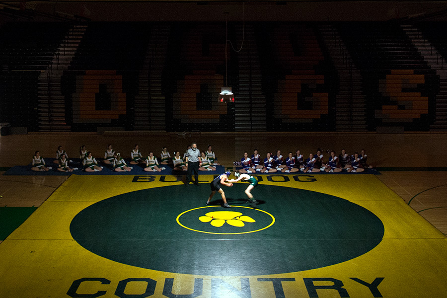 Wrestlers compete during the dual match between Whitefish High School and Columbia Falls High School. Greg Lindstrom | Flathead Beacon