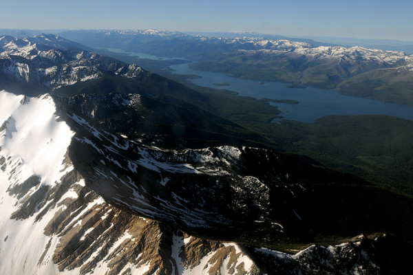 Looking south, the Hungry Horse Reservoir is seen in this aerial photograph. - Lido Vizzutti/Flathead Beacon