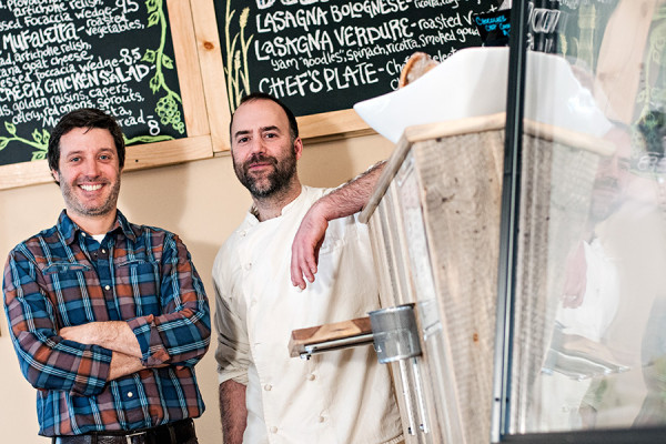Owner Tim Seward, left, and head chef Chris DiMaio, pictured at Three Forks Deli in Columbia Falls on Feb. 11, 2015. Greg Lindstrom | Flathead Beacon
