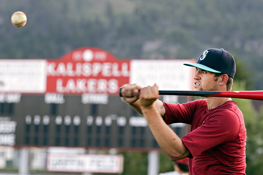 Joe Pistorese helps out at practice for the Kalispell Lakers on June 10, 2015. Greg Lindstrom | Flathead Beacon