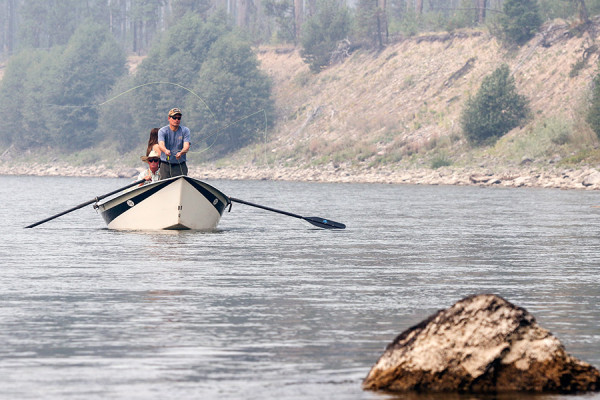 U.S. Sen. Steve Daines casts a line in the North Fork Flathead River on Aug. 24, 2015. Greg Lindstrom | Flathead Beacon