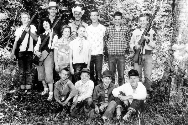Members of the state's first certfied hunter education course held in Hungry Horse 1957 and led by Pat McVay, back row, third from left. Photo courtesy Pat McVay