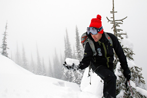 Erich Peitzsch, with the Flathead Avalanche Center, checks conditions near Whitefish Mountain Resort on March 10, 2016. Greg Lindstrom | Flathead Beacon