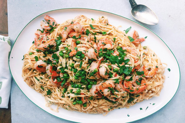 Side Dish: Fresh Linguine with Shrimp and Peas