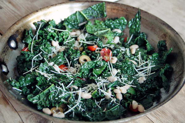 Tuscan Kale with Olives and Beans