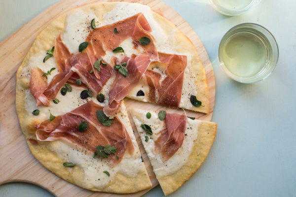Burrata and Prosciutto Pizza