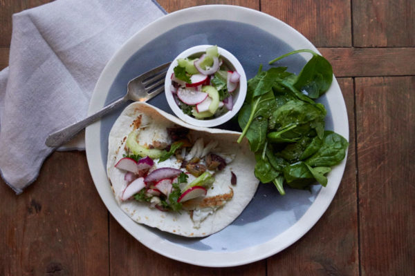 Flaky Fish Tacos with Vegetable Slaw