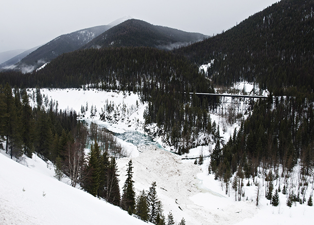 Massive Avalanche Plugs River, Closes Highway and Railroad Near Essex