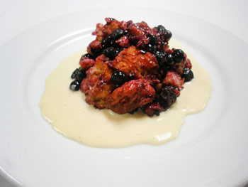 Huckleberry Bread Pudding with Creme Anglaise