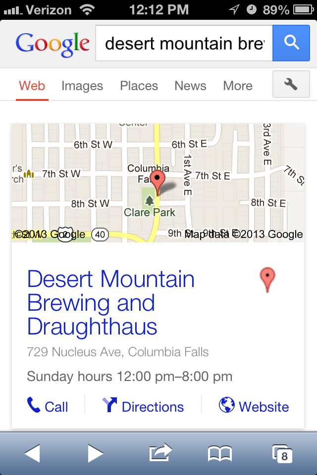 search result with google places