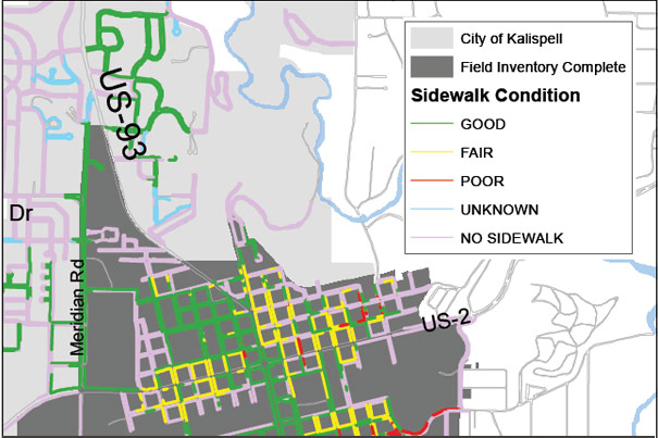 Kalispell Survey Shows Disjointed Sidewalk Network
